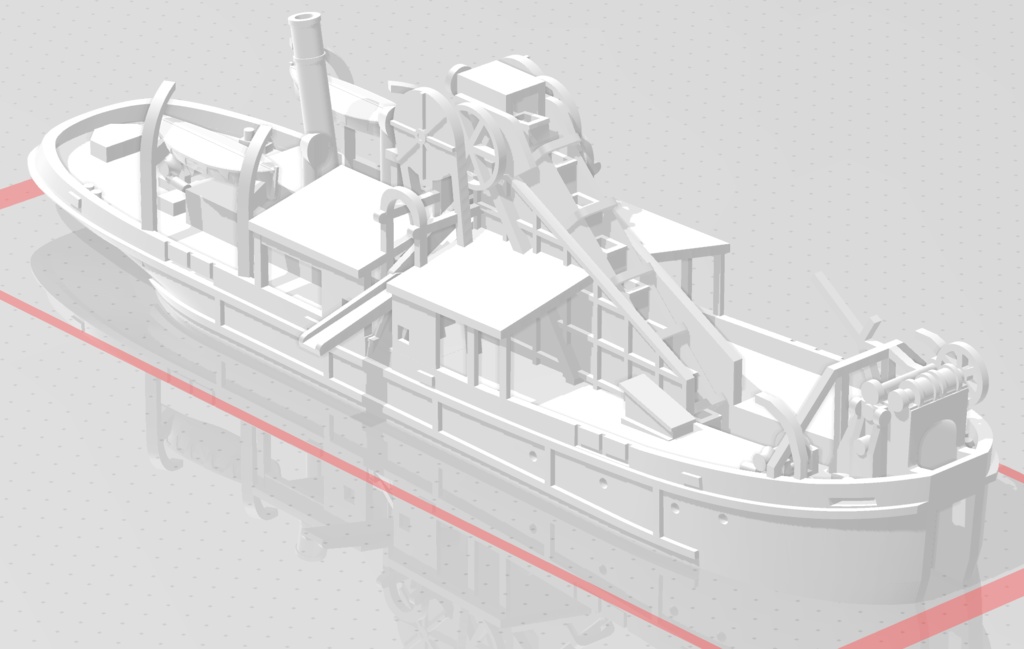 1/700 東京市 浚渫船「駒形丸」(土運船2隻付)1隻