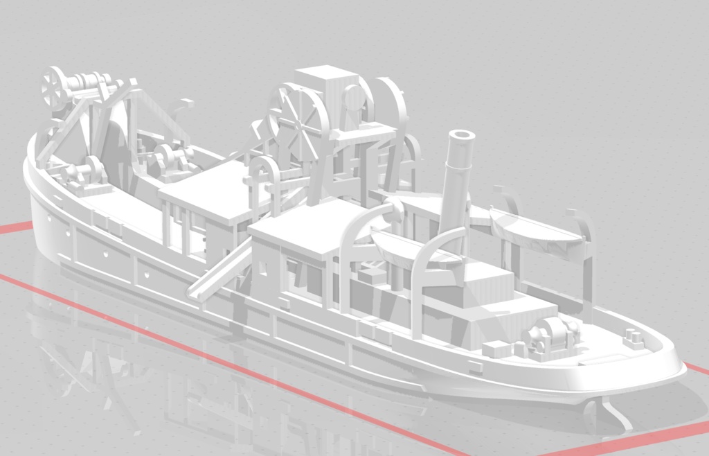 1/700 東京市 浚渫船「駒形丸」(土運船2隻付)1隻