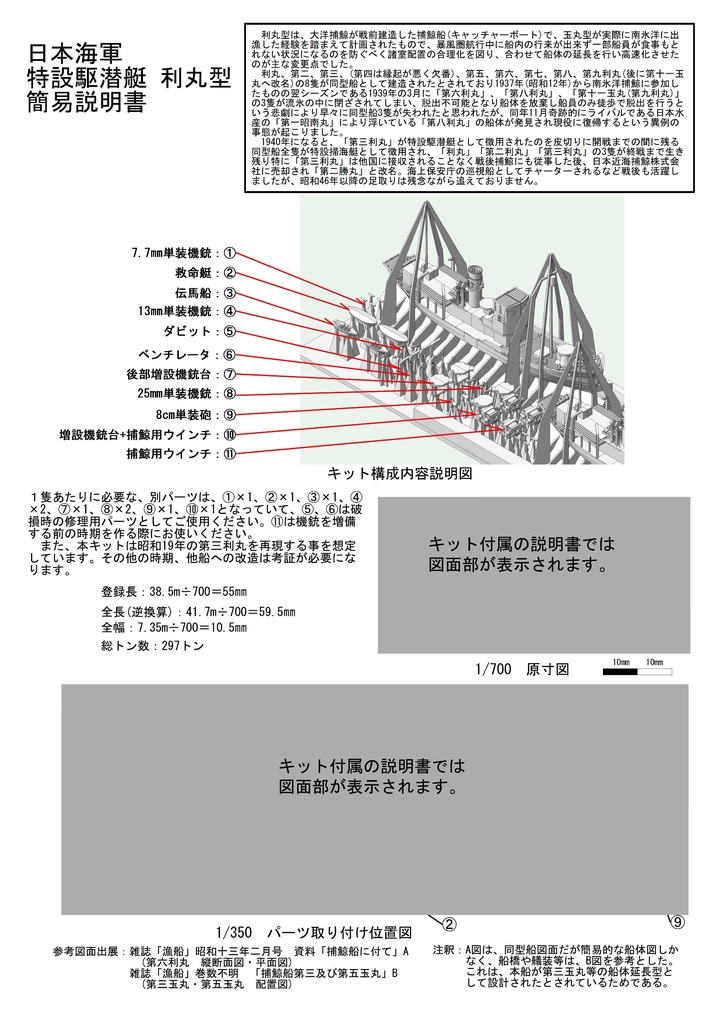 1/700 大洋捕鯨(マルハ) 利丸型捕鯨船2隻(キャッチャーボート)