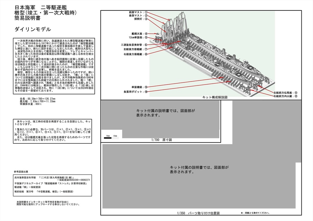 1/700 日本海軍 桃型・楢型駆逐艦 2隻