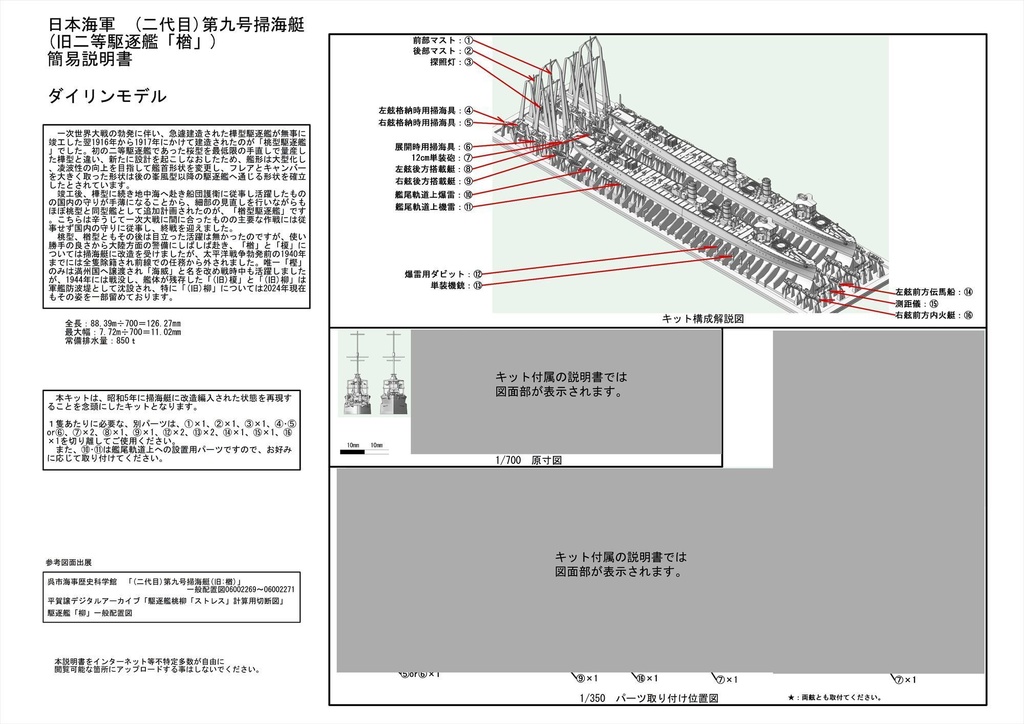 1/700 日本海軍 桃型・楢型駆逐艦 2隻