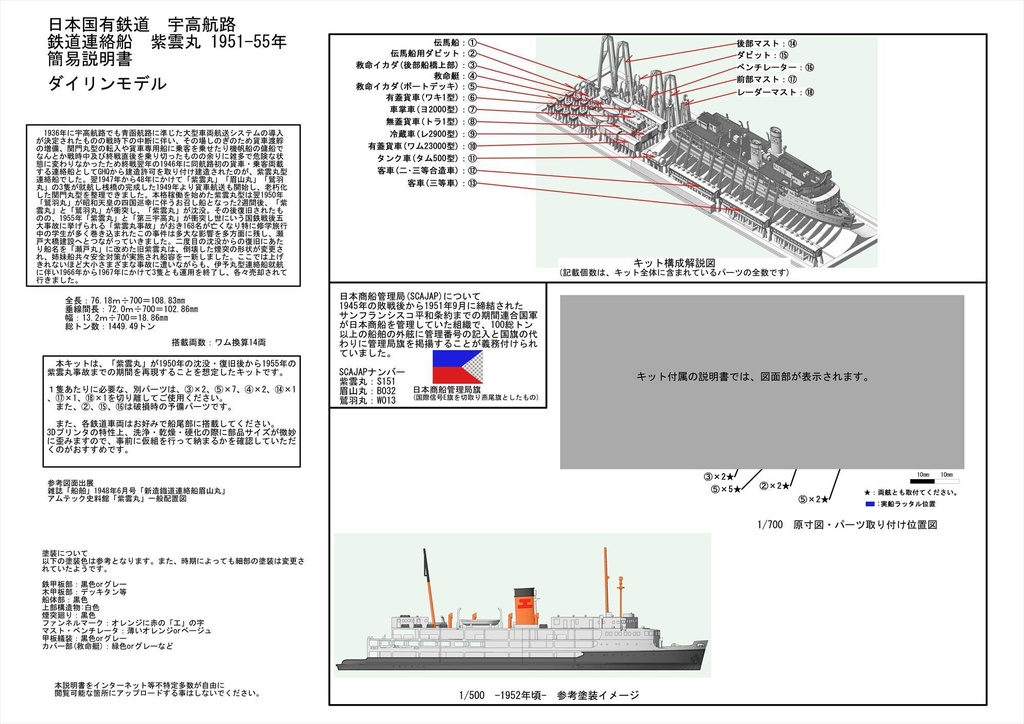 1/700 日本国有鉄道 鉄道連絡船 紫雲丸型 1隻