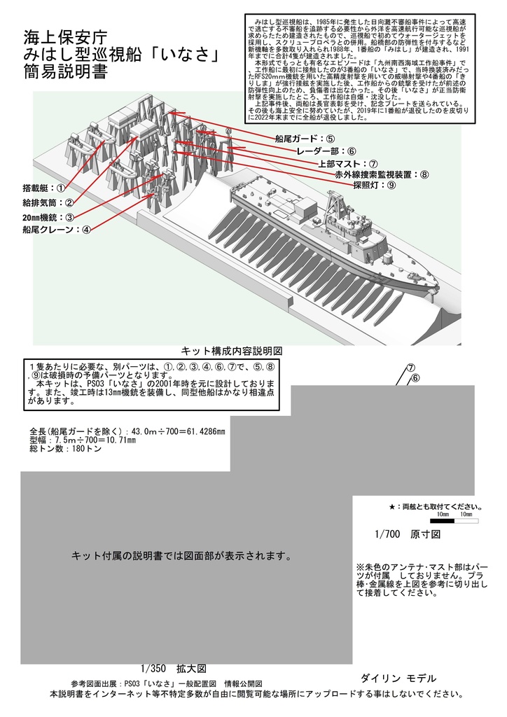 1/700 海上保安庁 巡視船 みはし(しんざん)型 1隻