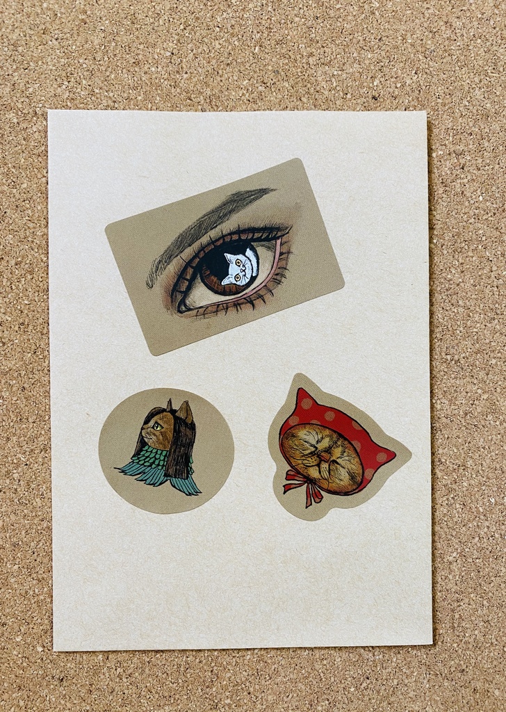 ポストカードサイズ猫シール