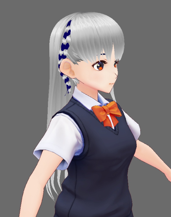 三つ編みリボンロングヘアー【正式版対応】