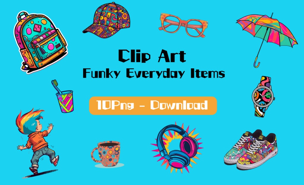 【日用品アイテム】ファンキーでポップなイラスト 生活日用品シリーズ(全10種類)