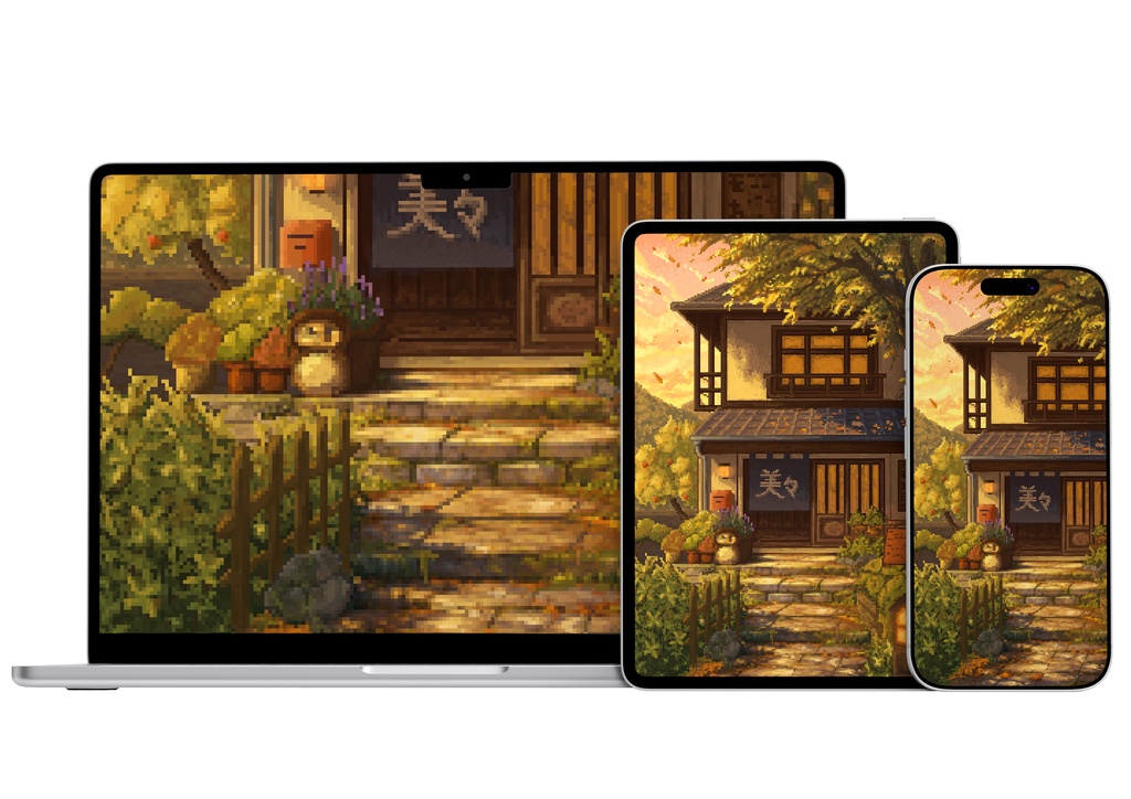 Autumn Evening House / 秋の夕暮れの家 ドット絵