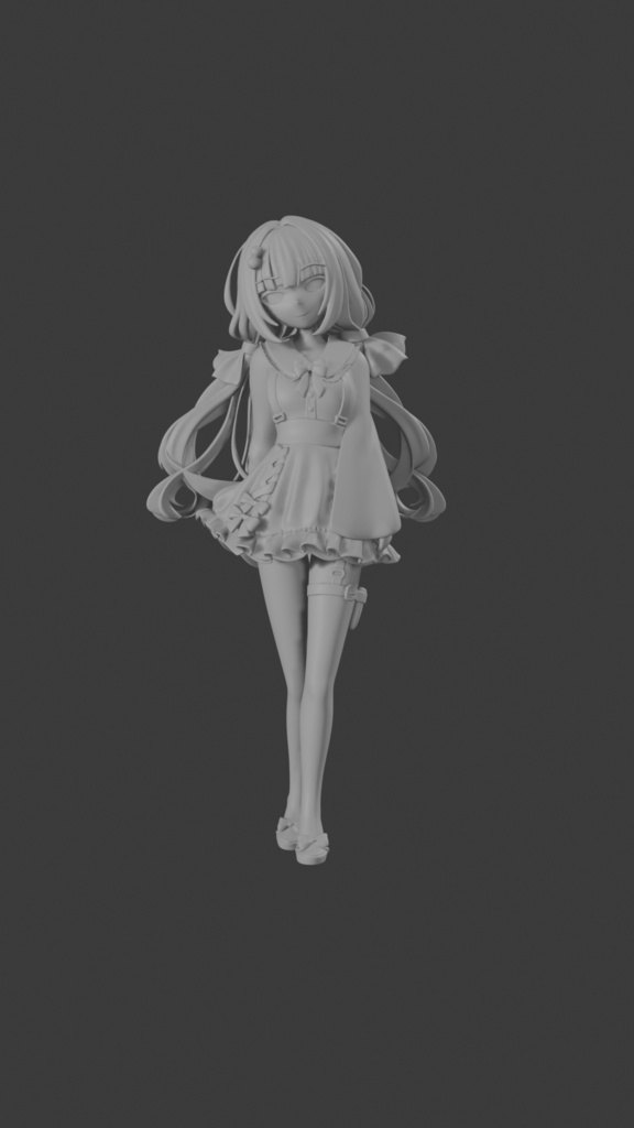 Original Character Sculpt – Ribbon Dress Girl (Unrigged Display Model)