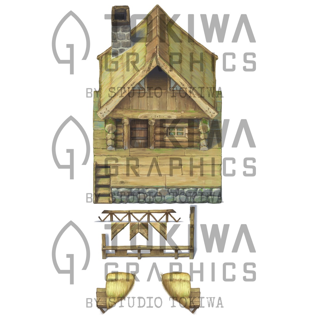 トキグラチップス拡張パーツ 茅葺の丸太小屋