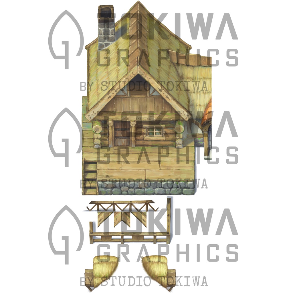 トキグラチップス拡張パーツ 茅葺の丸太小屋