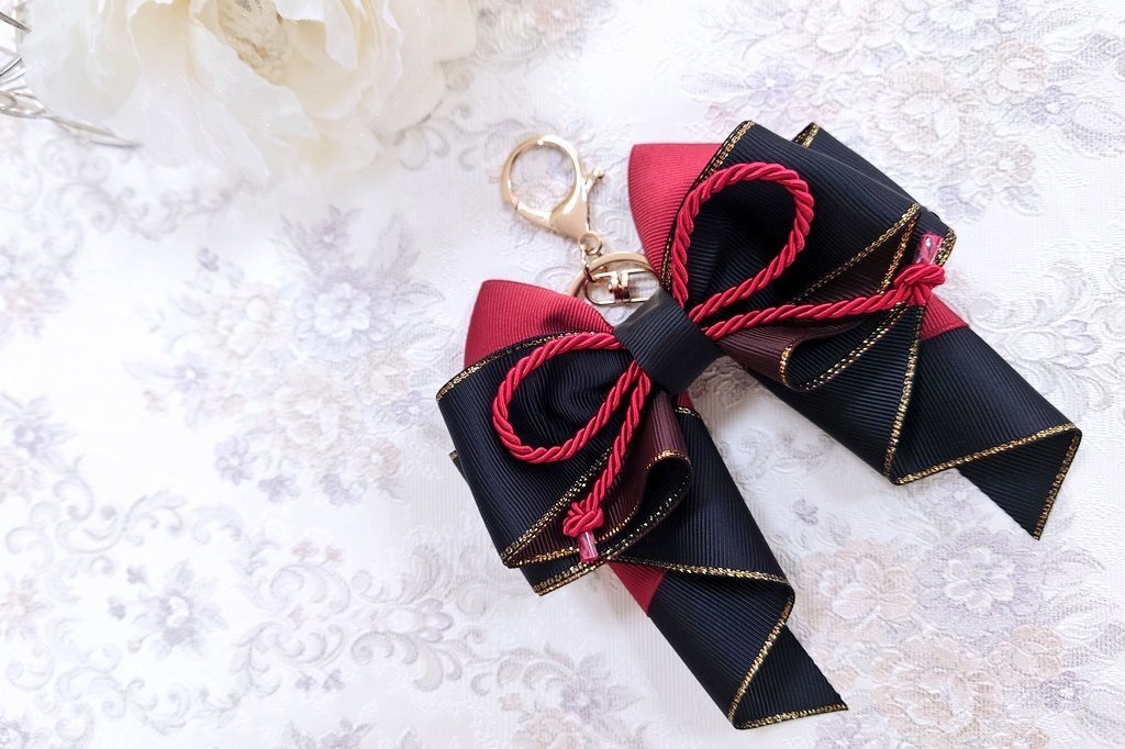 刀剣乱舞 加州清光イメージ♡ 推し活リボンチャーム(バッグチャーム・ヘアアクセサリー)ライブ/舞台/イベントに