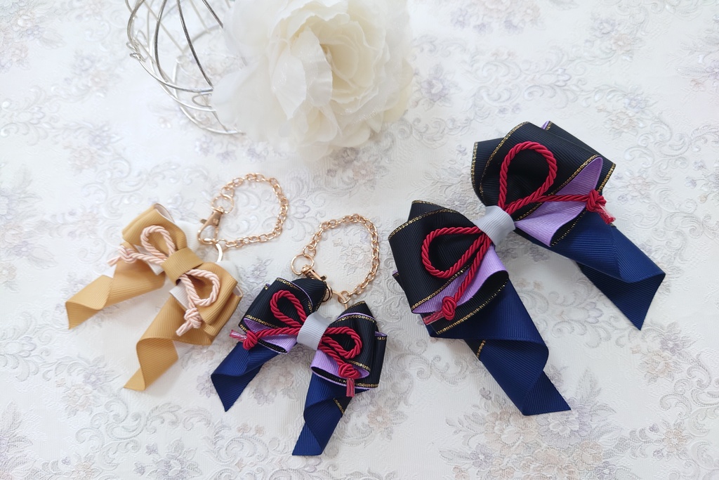 推しカラーが選べる🎀リボンチャームミニサイズ(ヘアゴム/キーホルダー/バッグチャーム)推し活・量産型・卒業式にも♪夏フェス・ライブ