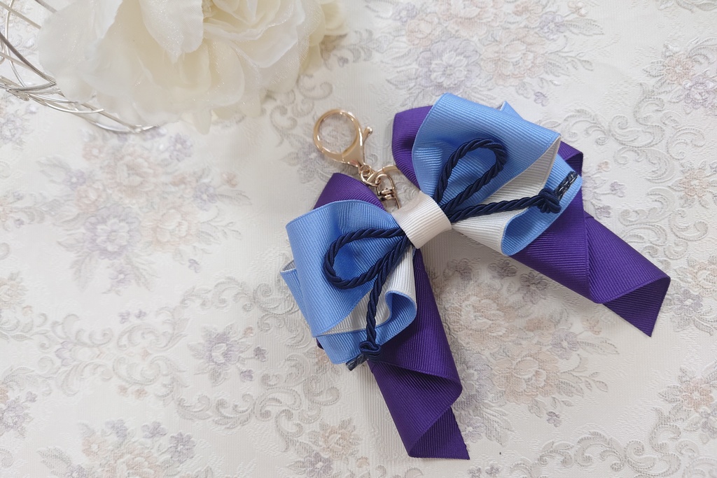 忍たま乱太郎 山田利吉イメージ♡ 推し活リボンチャーム(バッグチャーム・ヘアアクセサリー)ライブ/舞台/イベントに