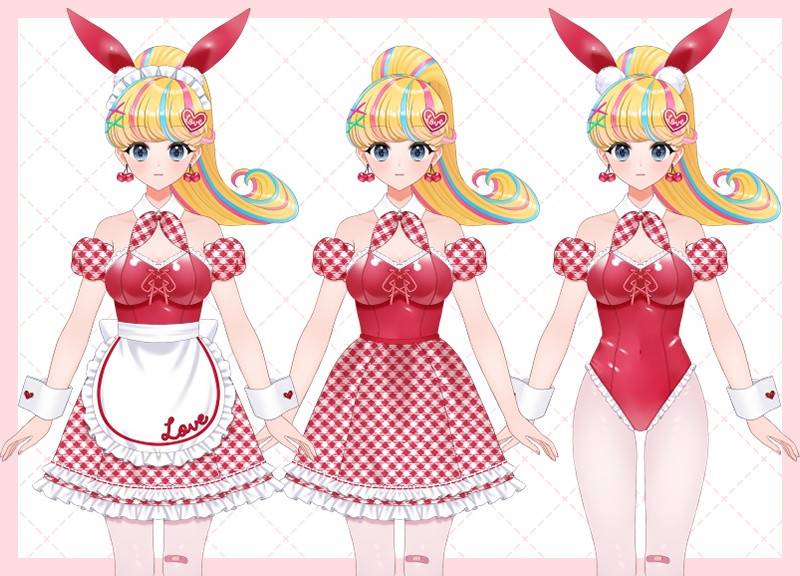 【パーツ分け済みPSD】バニーウェイトレス【汎用立ち絵】