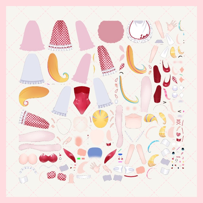 【パーツ分け済みPSD】バニーウェイトレス【汎用立ち絵】