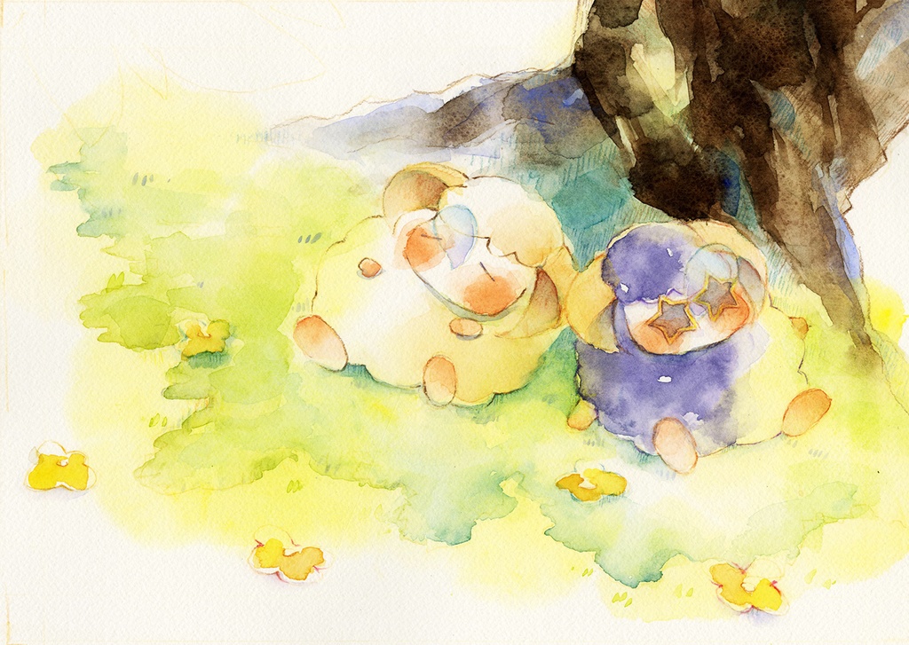 【水彩原画】スヤスヤお昼寝タイム