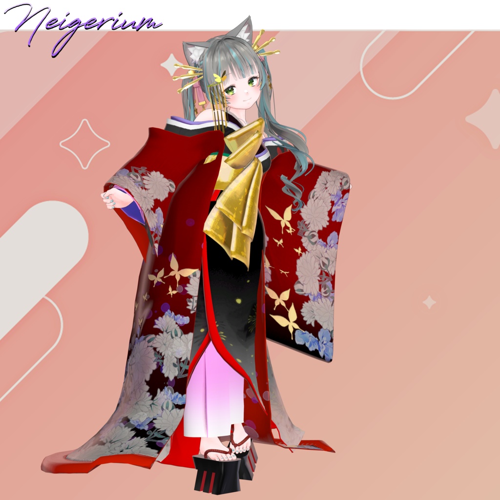 【85アバター対応】巡打掛 (MeguriUchikake) / 花魁コス風3D衣装モデル