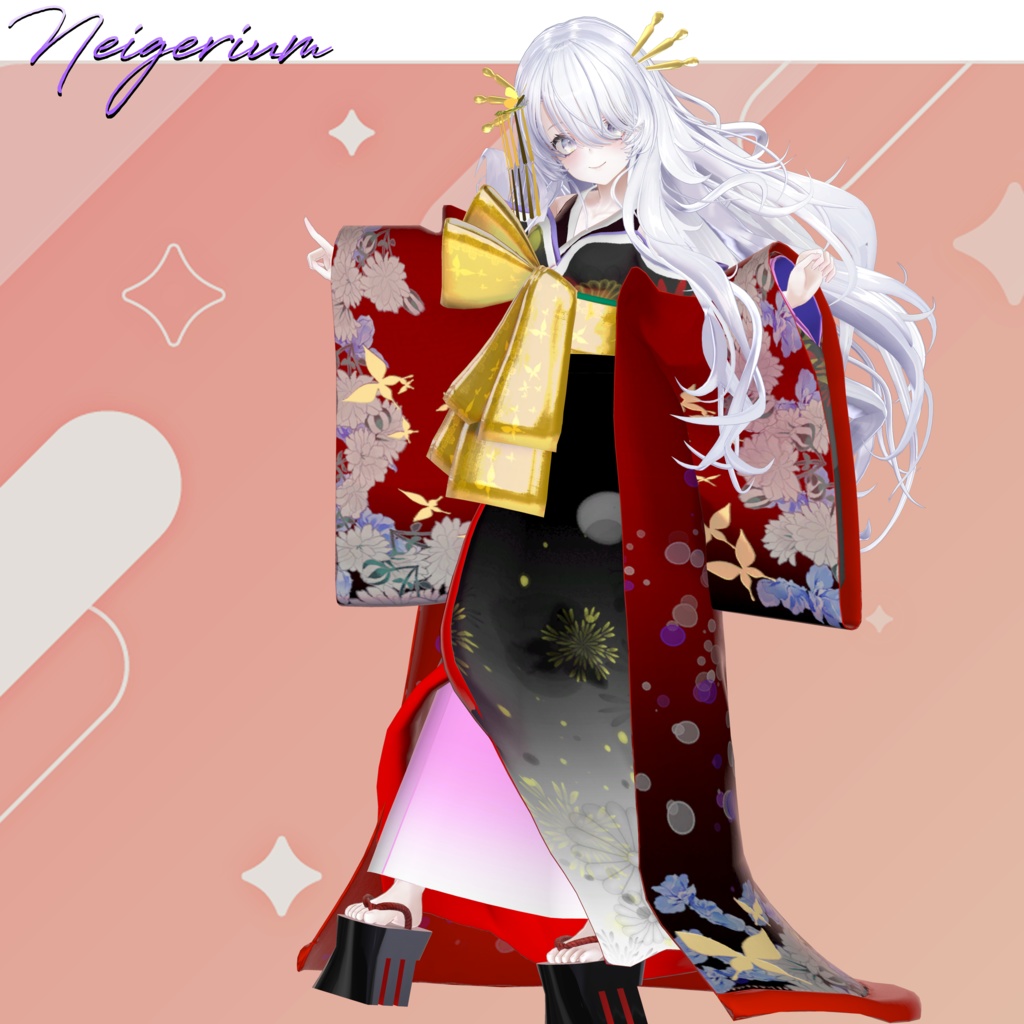 【85アバター対応】巡打掛 (MeguriUchikake) / 花魁コス風3D衣装モデル