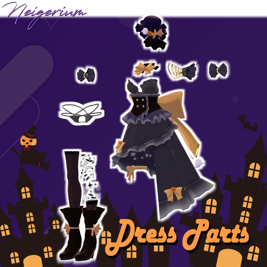 【44アバター対応】Asymmetry Witch Dress