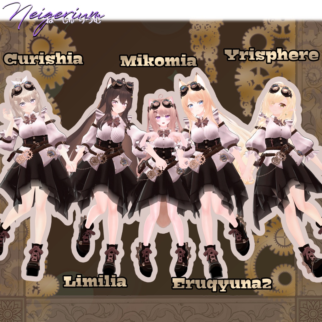 【61アバター対応】Clocklace Bloom / スチームパンク風3D衣装モデル