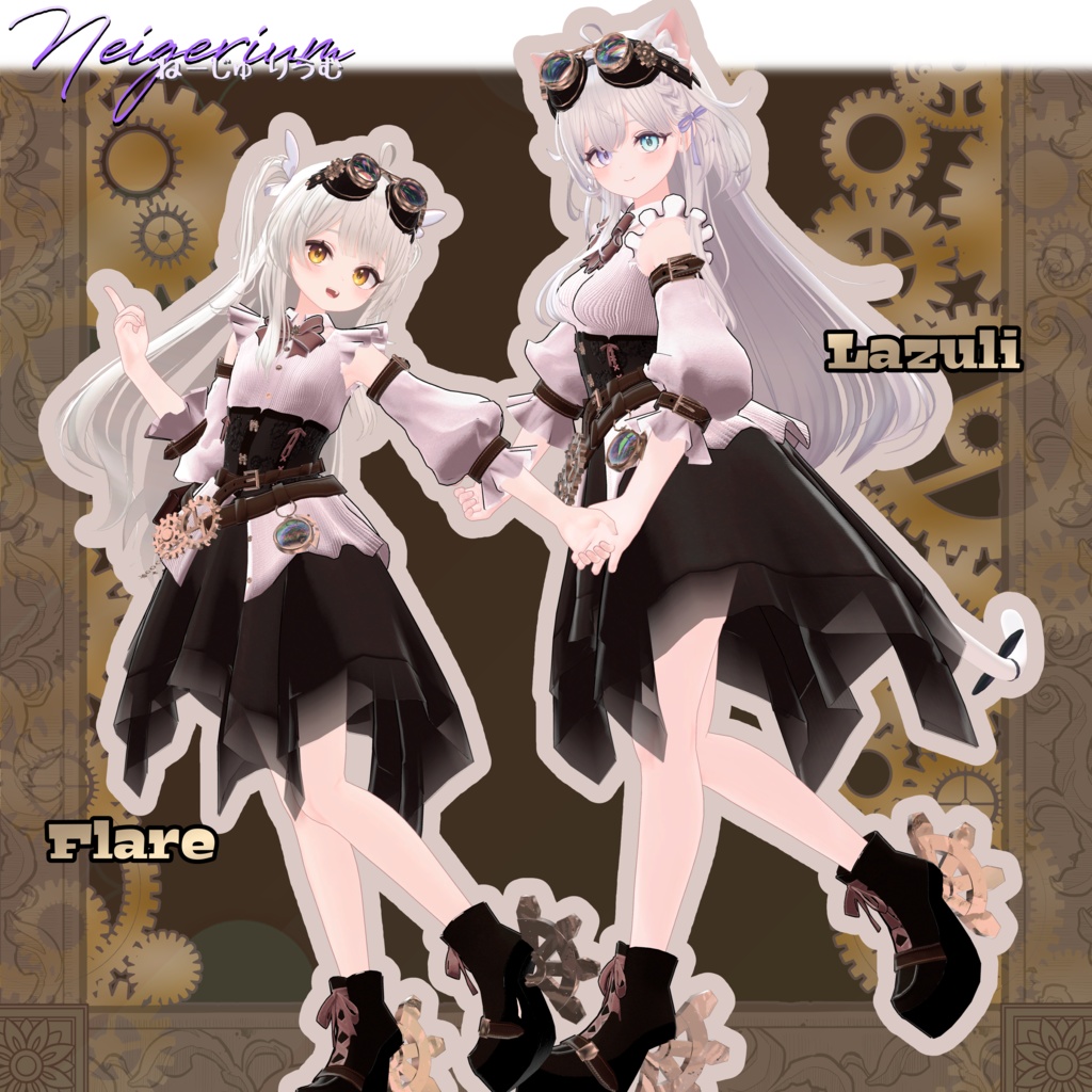 【61アバター対応】Clocklace Bloom / スチームパンク風3D衣装モデル