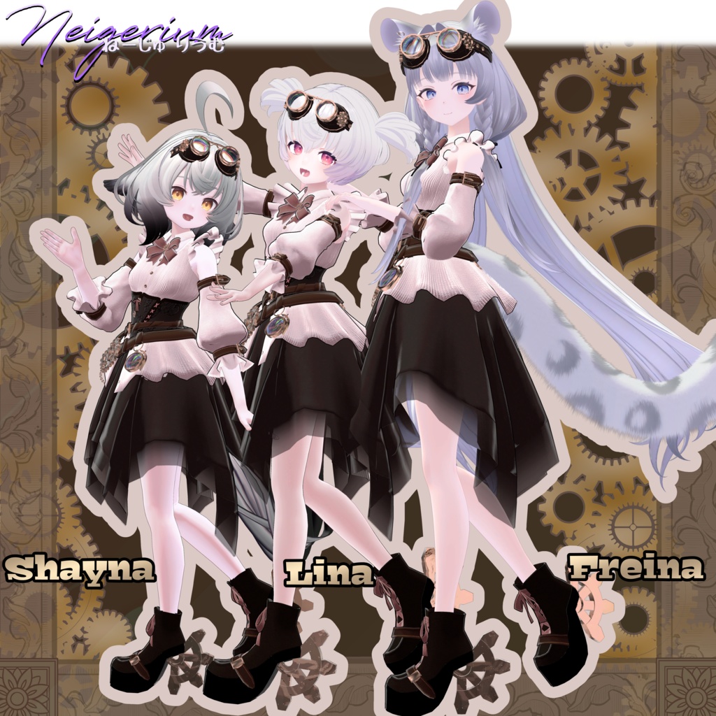 【61アバター対応】Clocklace Bloom / スチームパンク風3D衣装モデル