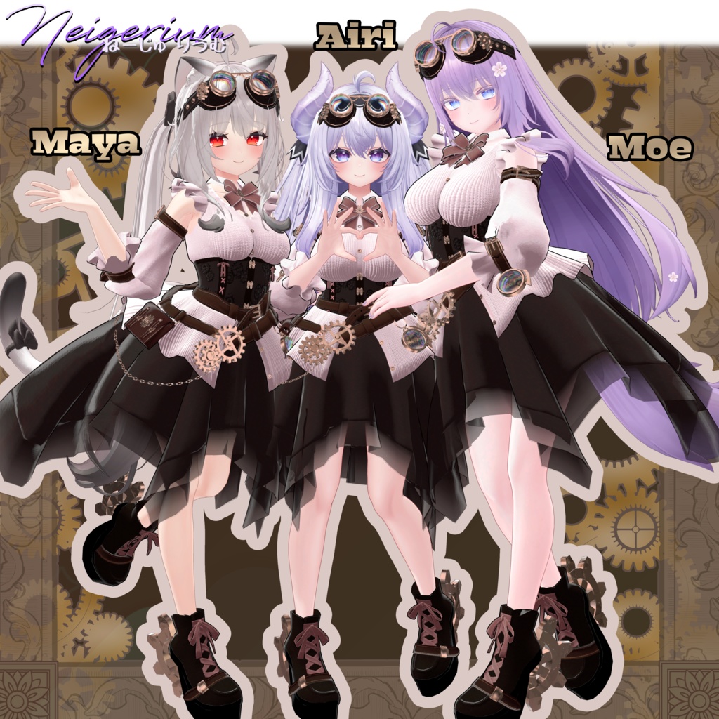 【61アバター対応】Clocklace Bloom / スチームパンク風3D衣装モデル