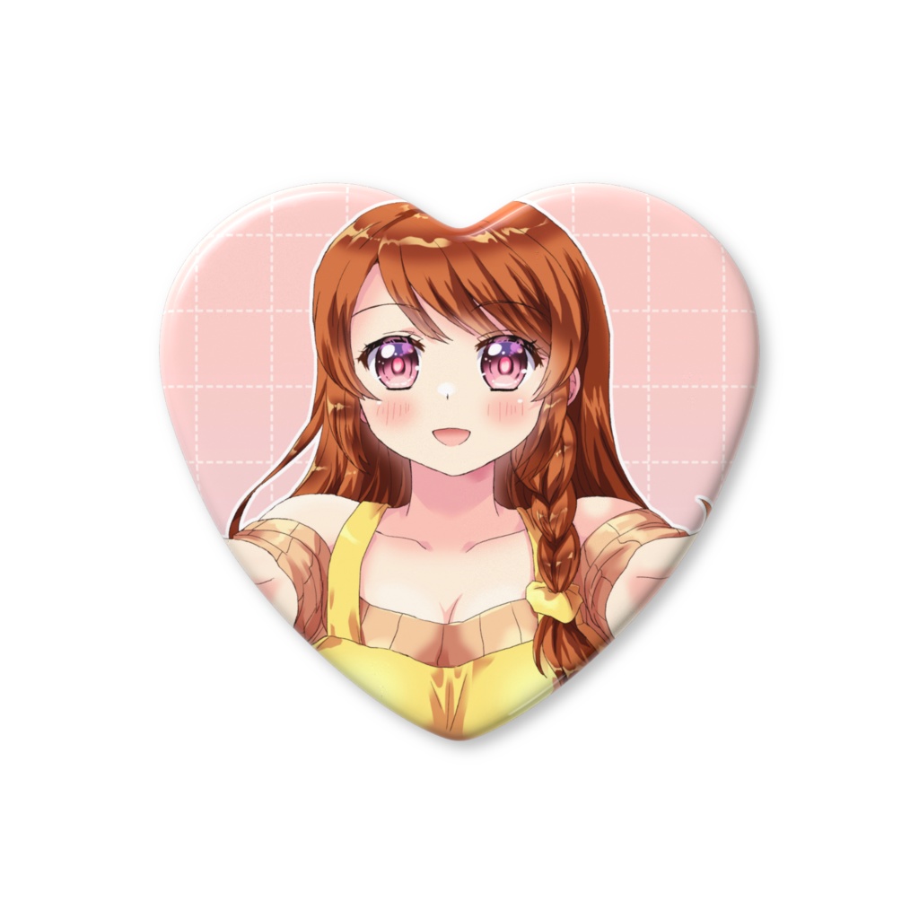 優菜ハート型缶バッジ