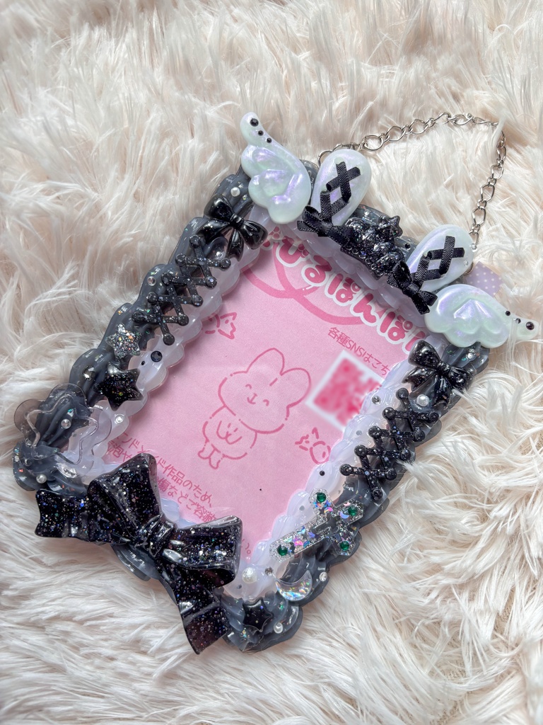うさみみでかリボン ホイップデコケース ブラック B7サイズ