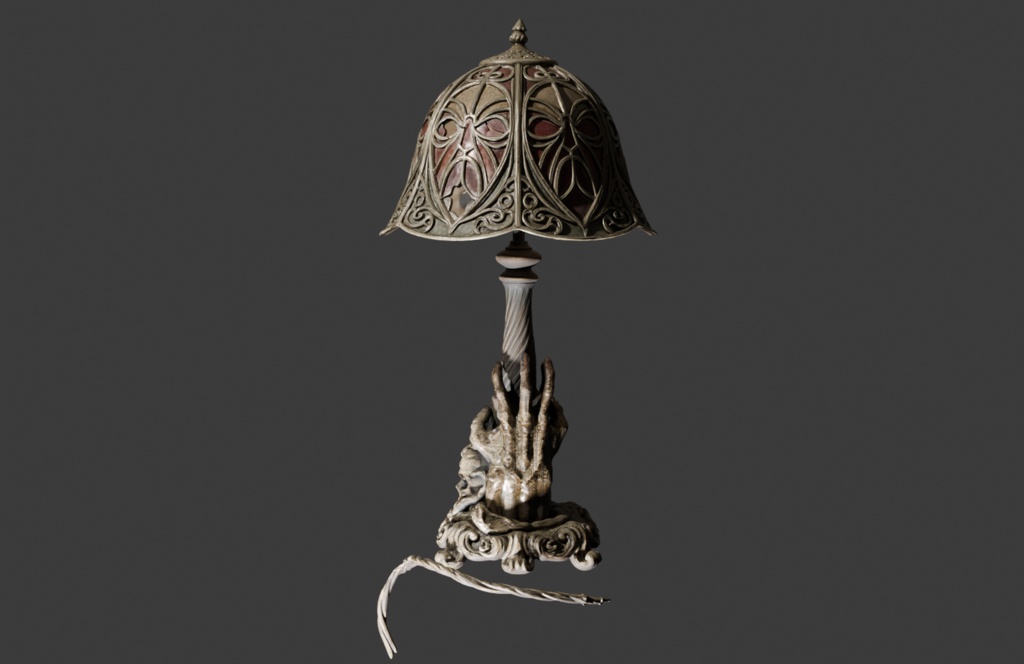 呪われた執事のデスクランプ - アンティーク・ホラー3D素材