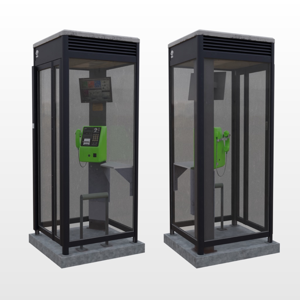 【3Dモデル】電話ボックス(公衆電話)