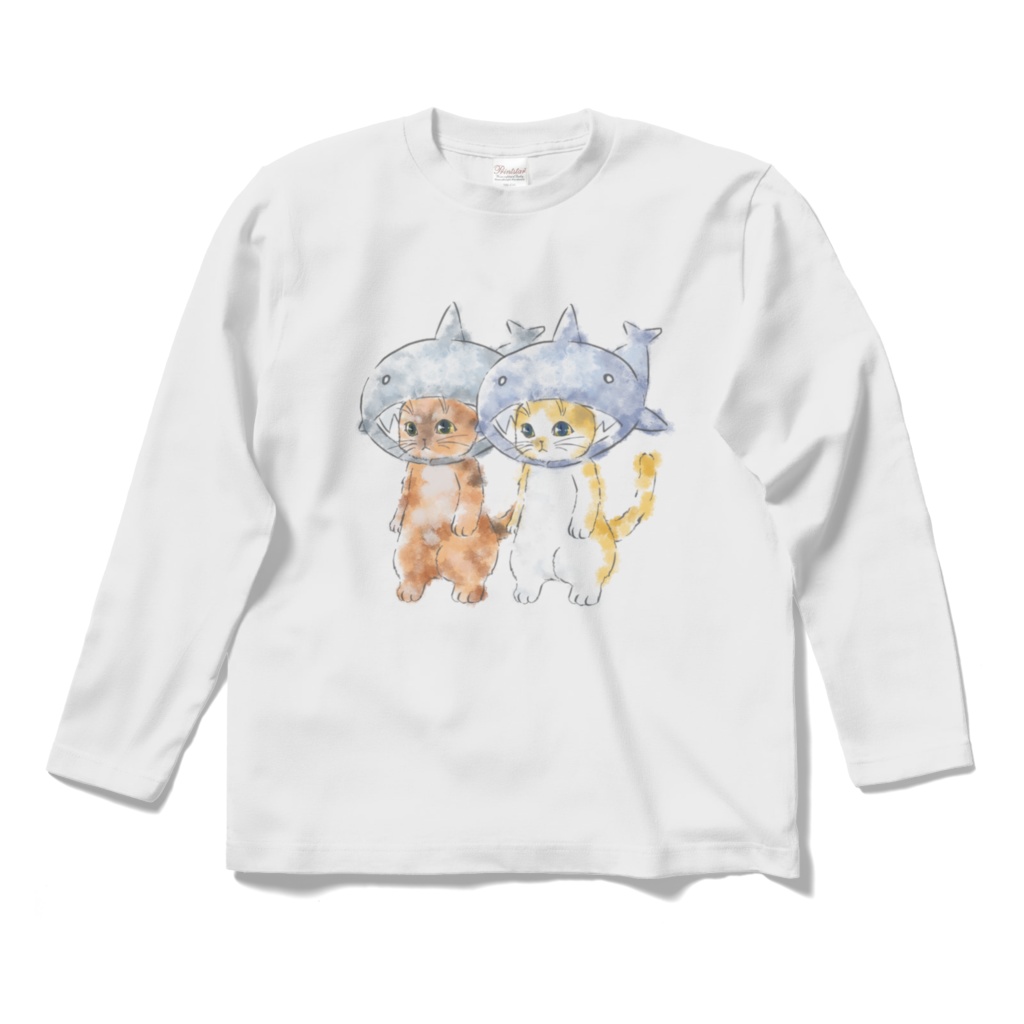 ねこさめ長袖Tシャツ(白)