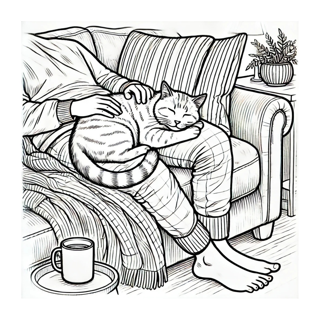 大人のための静かな猫時間 特典ぬりえ 3巻