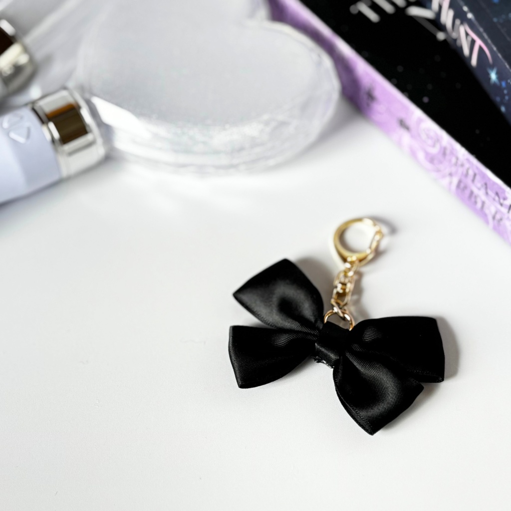 推し色 リボン バッグチャーム キーホルダー 黒 ブラック black