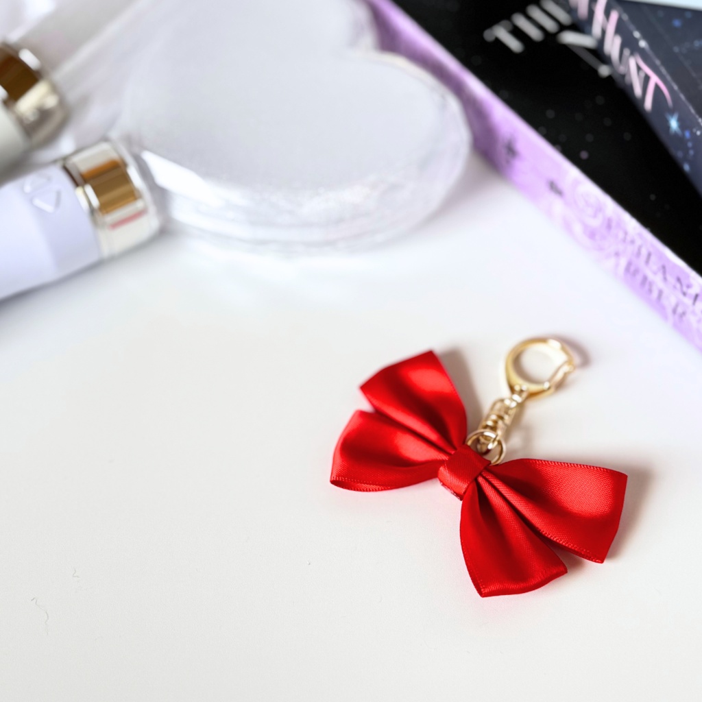 推し色 リボン バッグチャーム キーホルダー 赤 レッド red