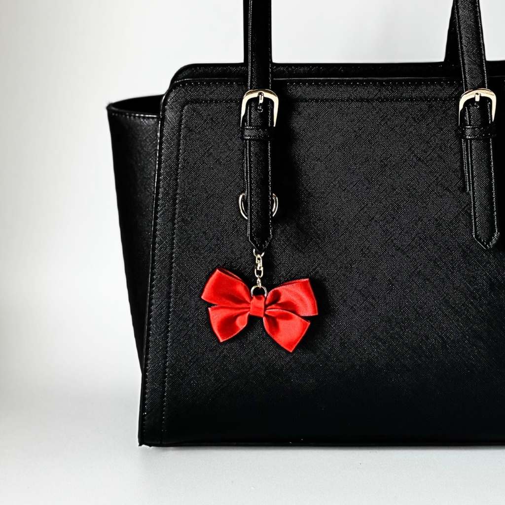 推し色 リボン バッグチャーム キーホルダー 赤 レッド red