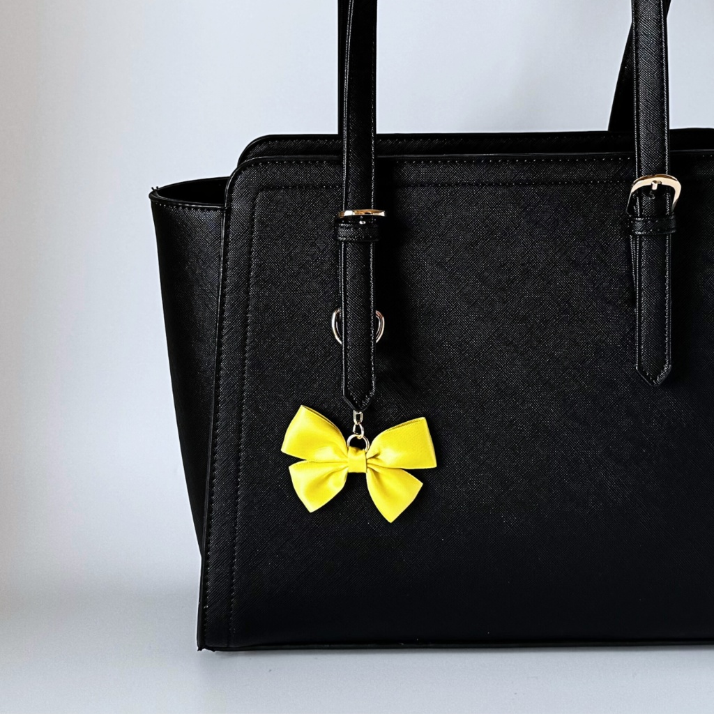 推し色 リボン バッグチャーム キーホルダー 黄色 イエロー yellow