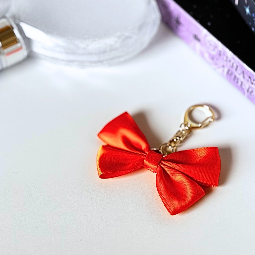 推し色 リボン バッグチャーム キーホルダー 橙 オレンジ orange
