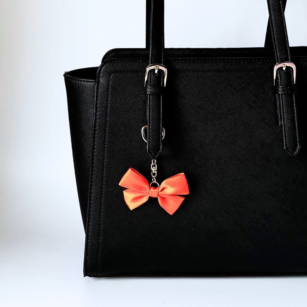 推し色 リボン バッグチャーム キーホルダー 橙 オレンジ orange