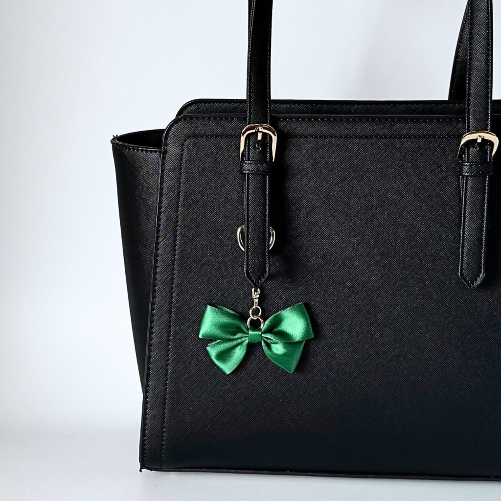 推し色 リボン バッグチャーム キーホルダー 緑 グリーン green