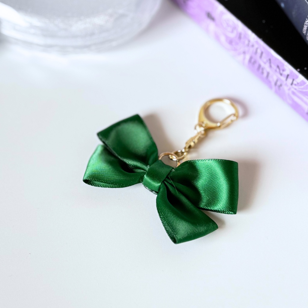 推し色 リボン バッグチャーム キーホルダー 緑 グリーン green