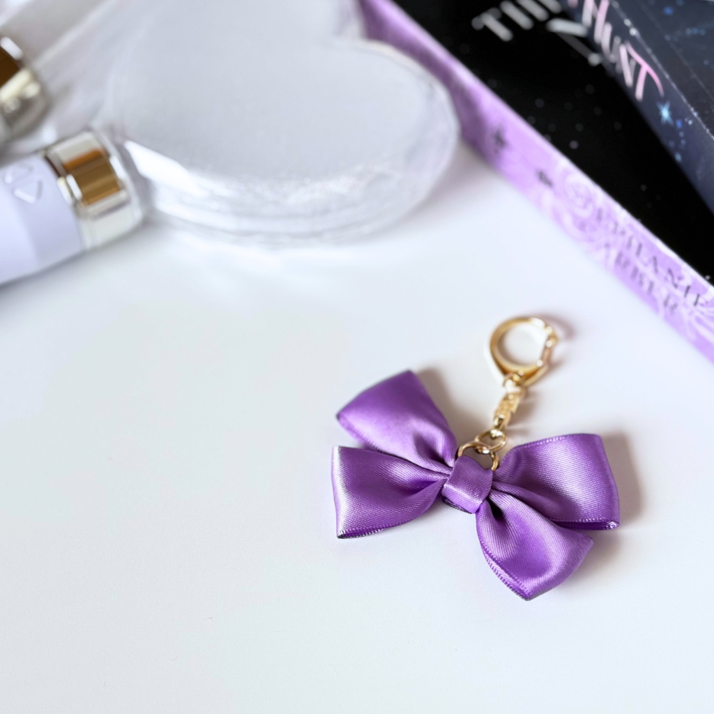 推し色 リボン バッグチャーム キーホルダー 紫 パープル pruple