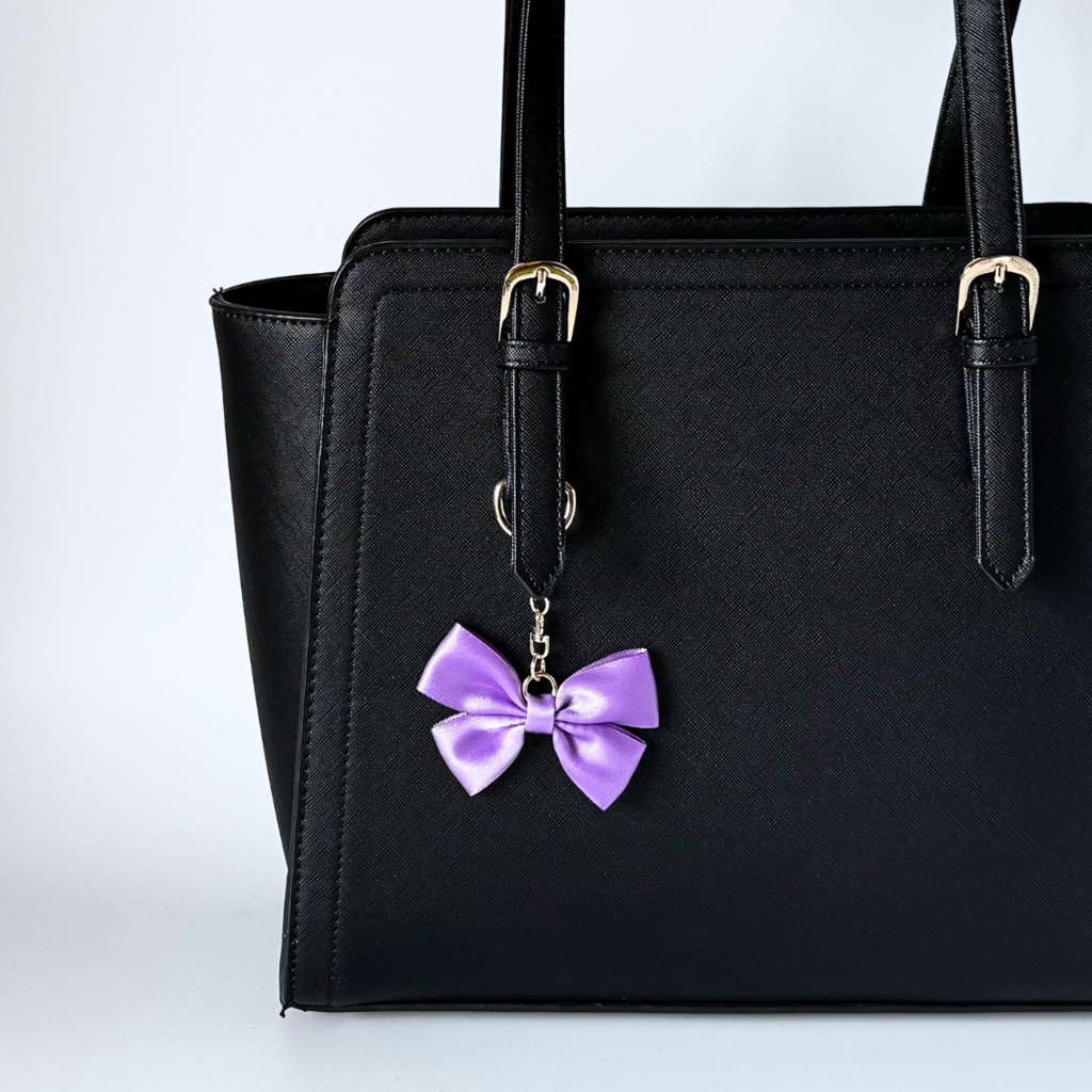 推し色 リボン バッグチャーム キーホルダー 紫 パープル pruple