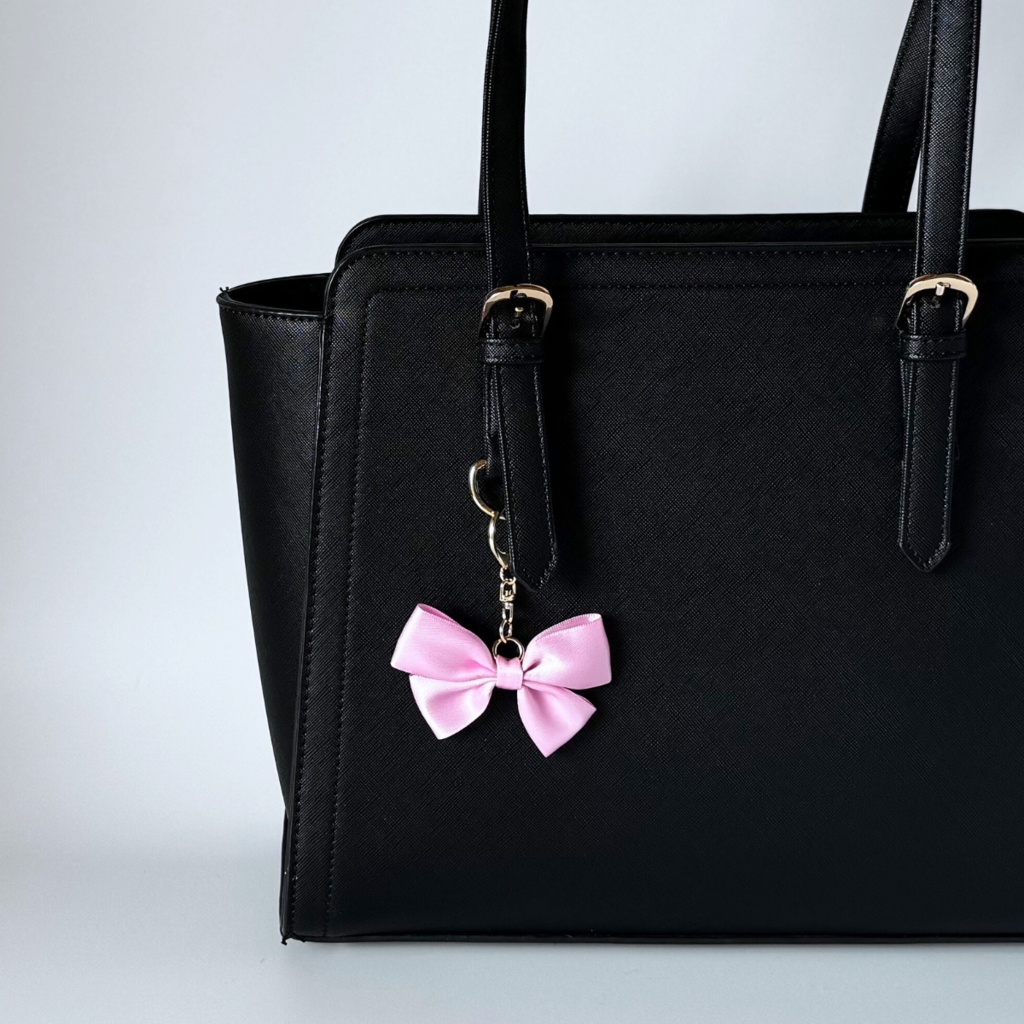 推し色 リボン バッグチャーム キーホルダー ピンク 桃色 pink