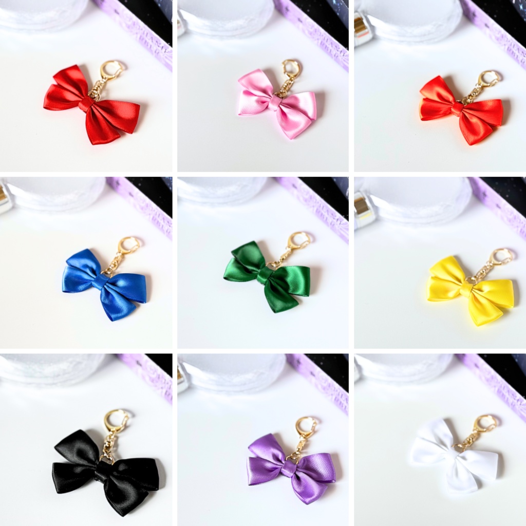 推し色 リボン バッグチャーム キーホルダー ピンク 桃色 pink