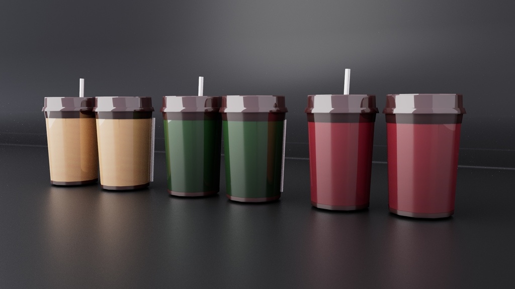 カップコーヒー3Dモデル3色（FBX）