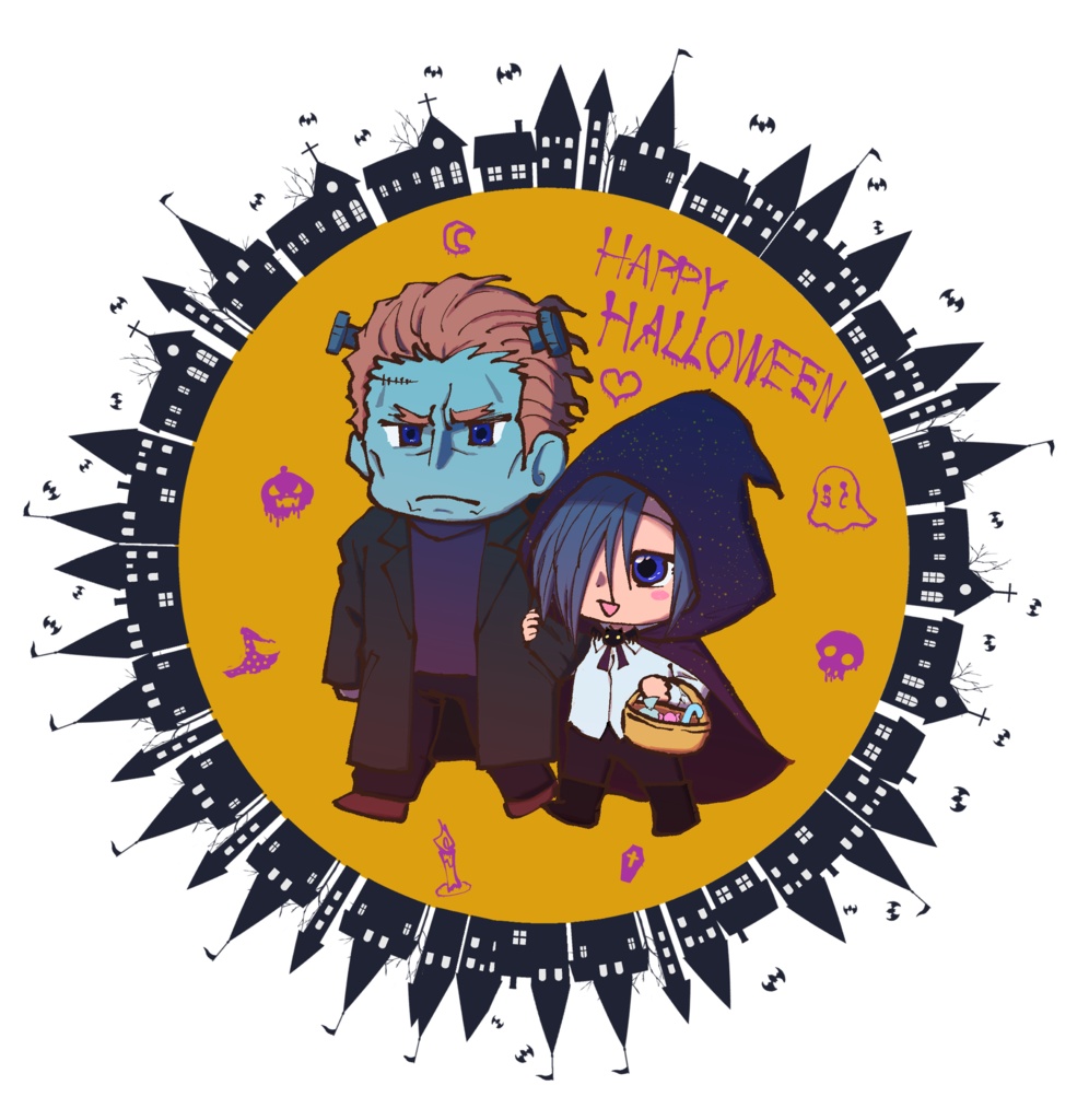 【ハロウィン】エレイェ缶バッジ(安全ピン)