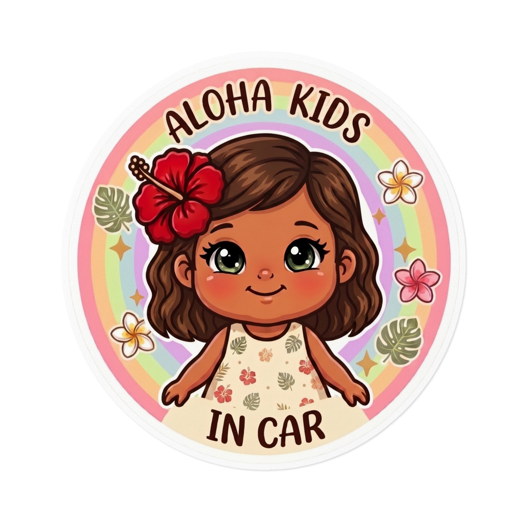 ALOHA KIDS IN CAR|女の子|ハワイアン カーステッカー