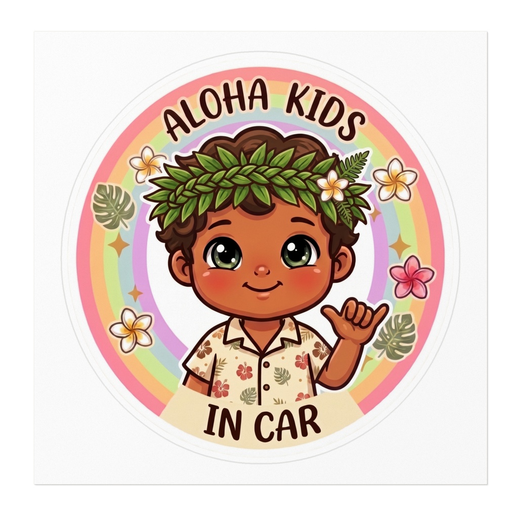 ALOHA KIDS IN CAR|男の子|ハワイアン カーステッカー