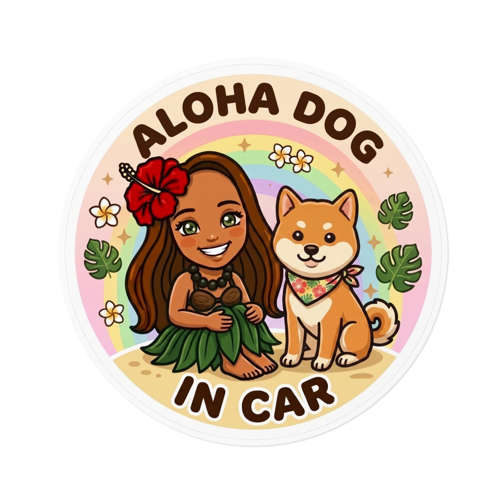 ALOHA DOG IN CAR|柴犬|ハワイアン カーステッカー
